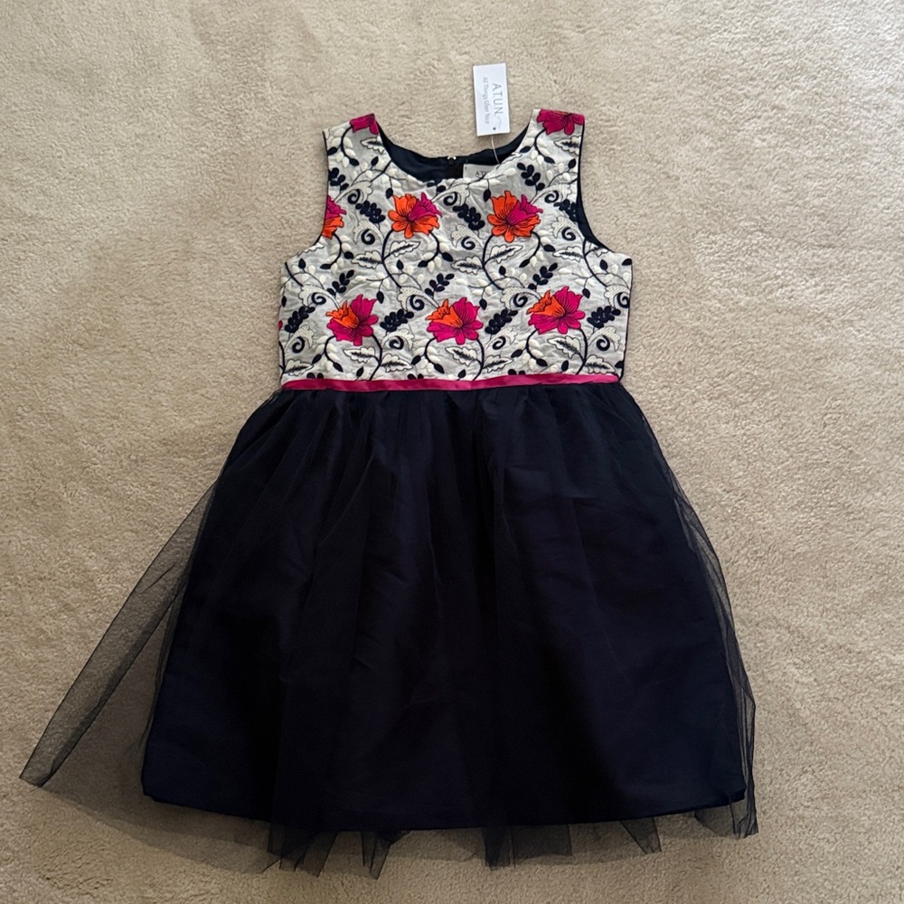 ATUN Girls Party Dress 13-14Y | Embroidered Floral Bodice + Tulle Skirt | NWT